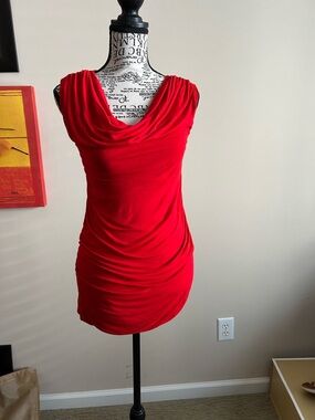 Express Red Cowl Neck Sleeveless Top